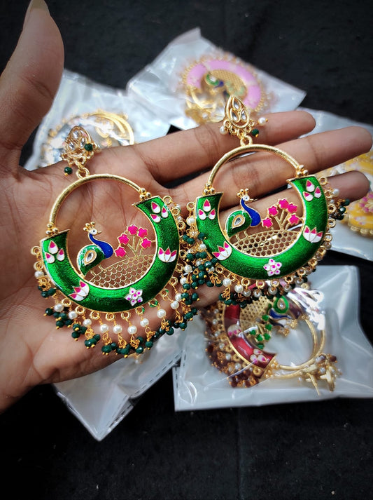 Zevar Earrings Peacock meenakari Bala earrings Set By Zevar