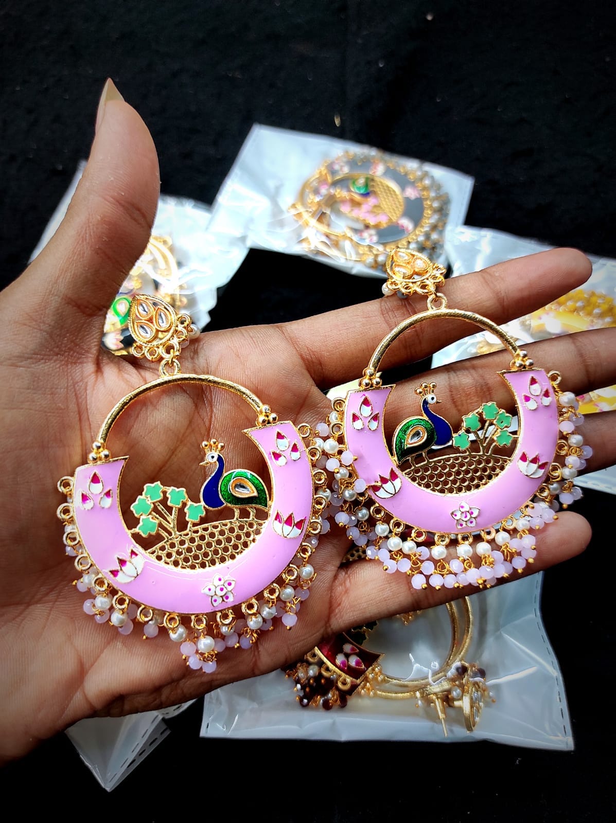 Zevar Earrings Peacock meenakari Bala earrings Set By Zevar