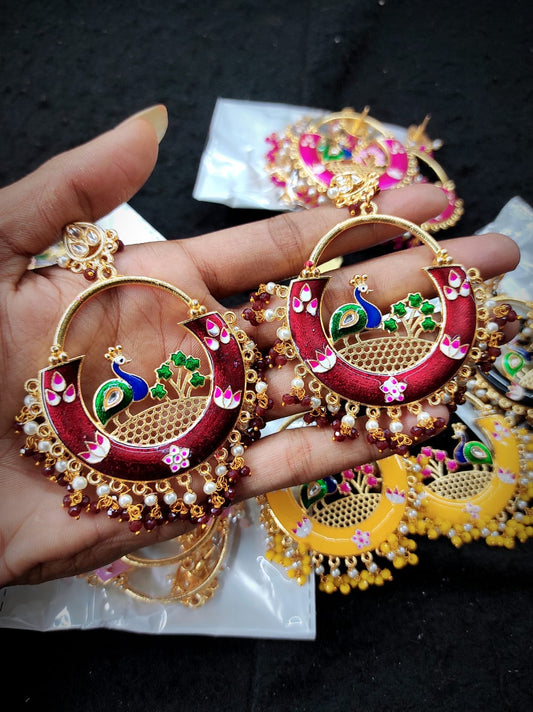 Zevar Earrings Peacock meenakari Bala earrings Set By Zevar