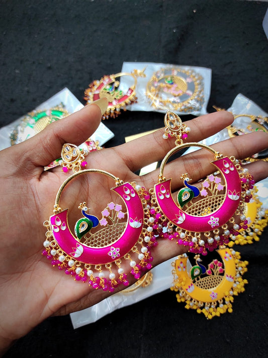 Zevar Earrings Peacock meenakari Bala earrings Set By Zevar