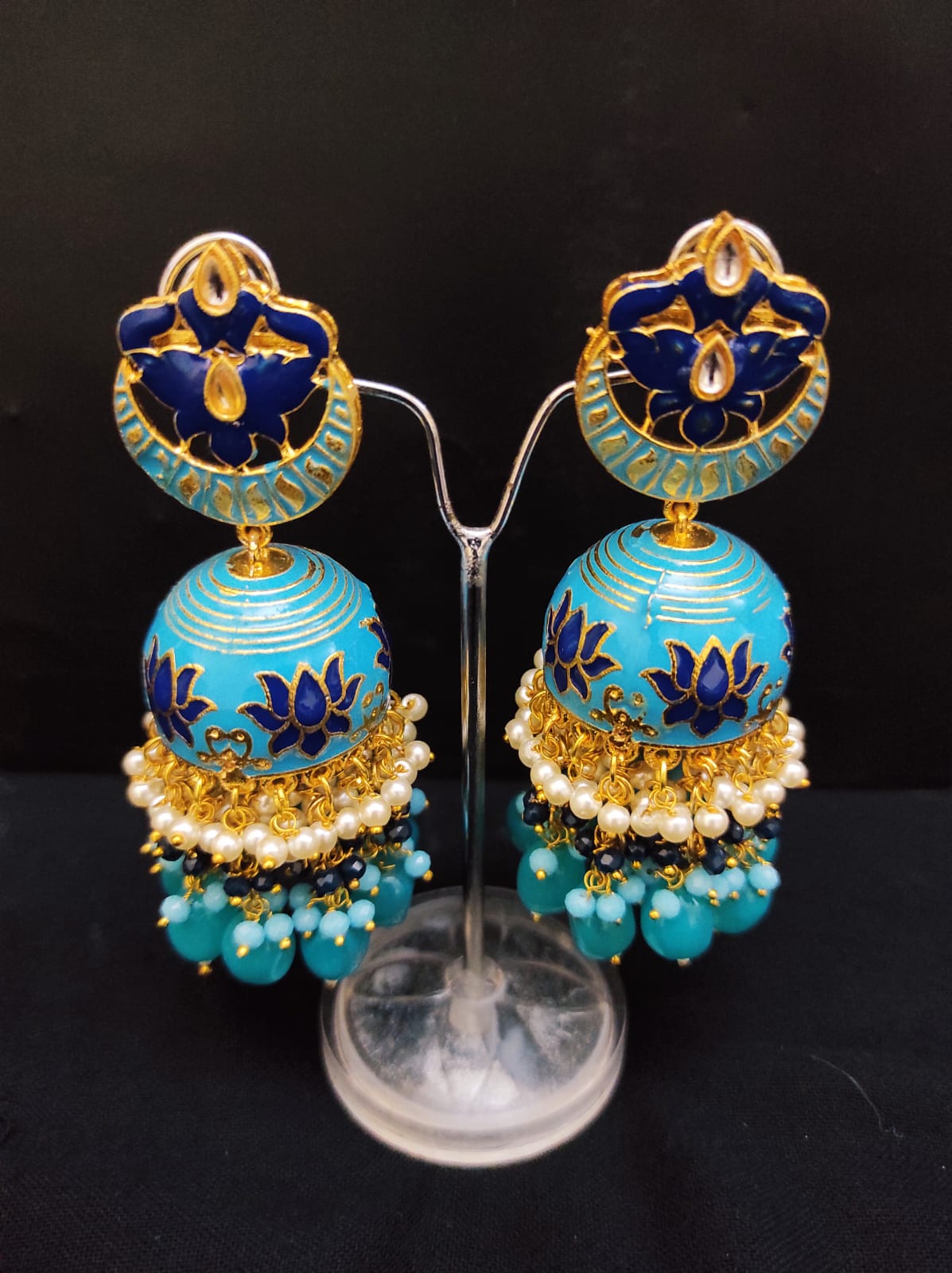 Zevar Earrings Premium Quality Real Meenakari Work kundan jhumka earrings Set By Zevar