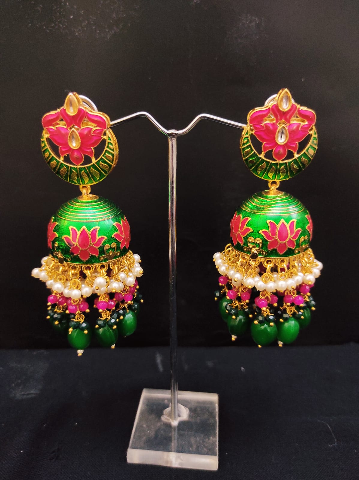 Zevar Earrings Premium Quality Real Meenakari Work kundan jhumka earrings Set By Zevar
