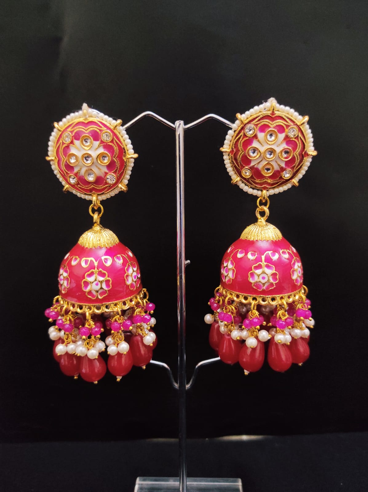 Zevar Earrings Real Meenakari Work kundan jhumka earrings Set By Zevar
