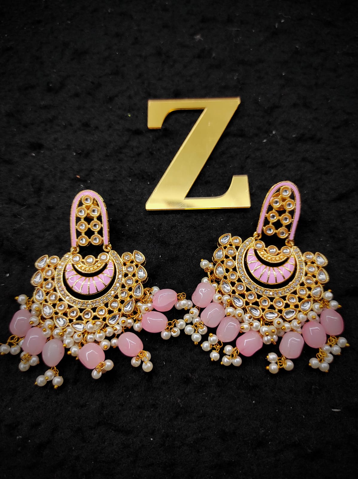 Zevar Earrings Traditional kundan earrings ad stone Set By Zevar