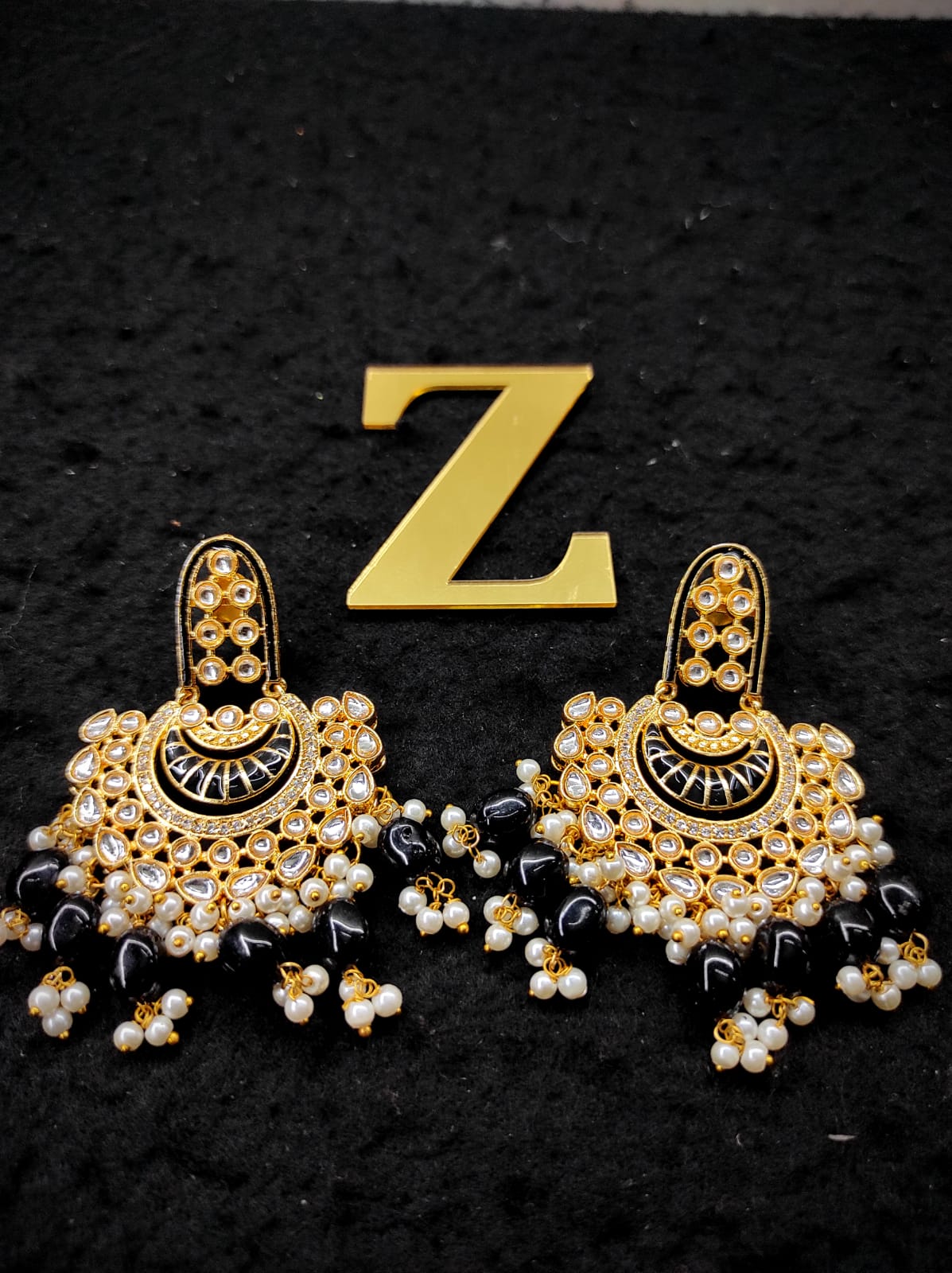 Zevar Earrings Traditional kundan earrings ad stone Set By Zevar