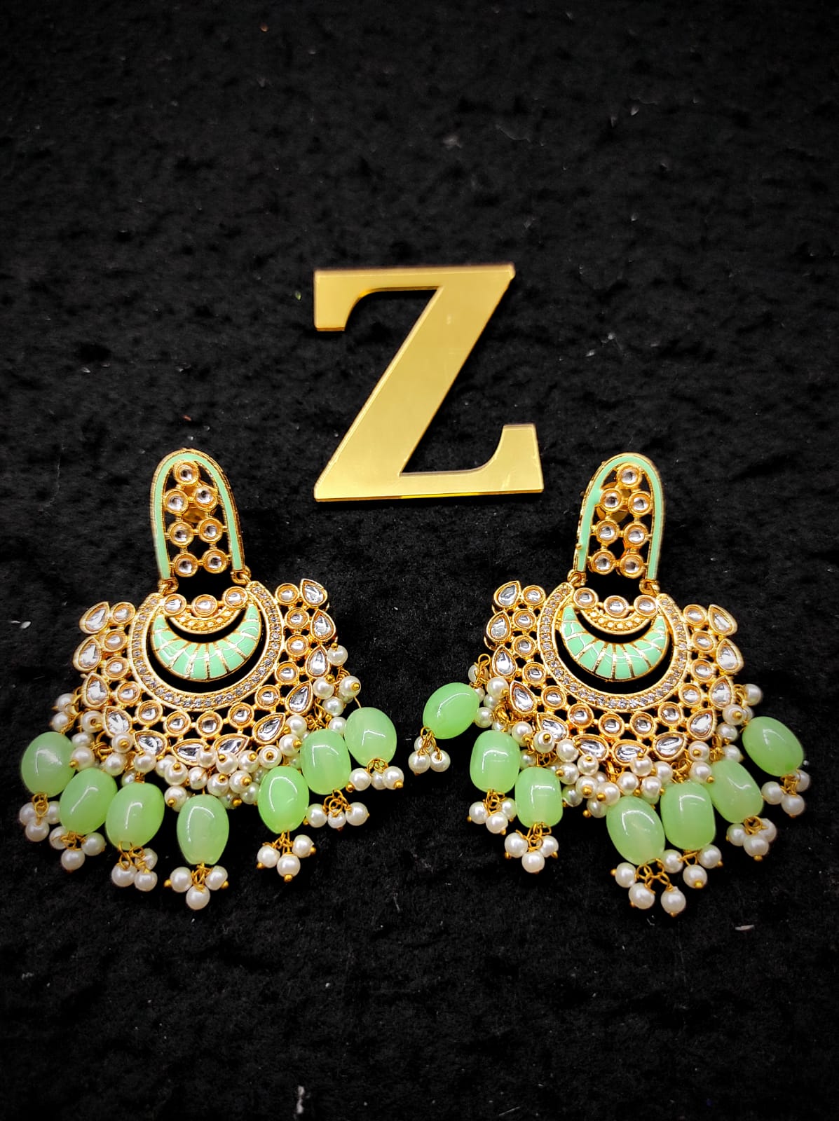 Zevar Earrings Traditional kundan earrings ad stone Set By Zevar