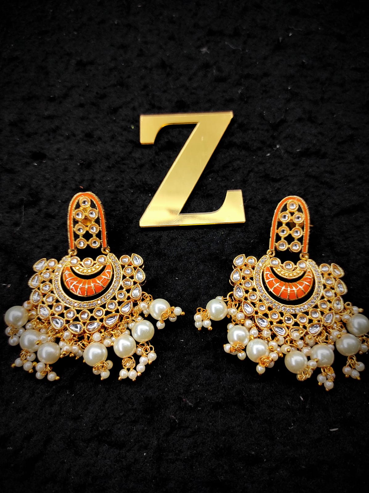 Zevar Earrings Traditional kundan earrings ad stone Set By Zevar