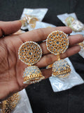 Zevar Earrings Traditional kundan meenakari jhumka earrings ad stone Set By Zevar