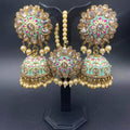 Zevar Earrings Very Beautiful Indian Kundan Jhumki earrings with Mangtika By Zevar.