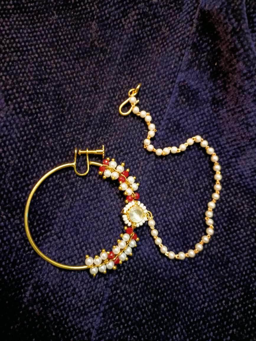ZEVAR Polki Kundan Nath With A Chain – Zevar - Main Image