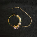 Zevar Jewelry Bridal polki nath nathni nose ring with a chain, No piercing needed By Zevar.