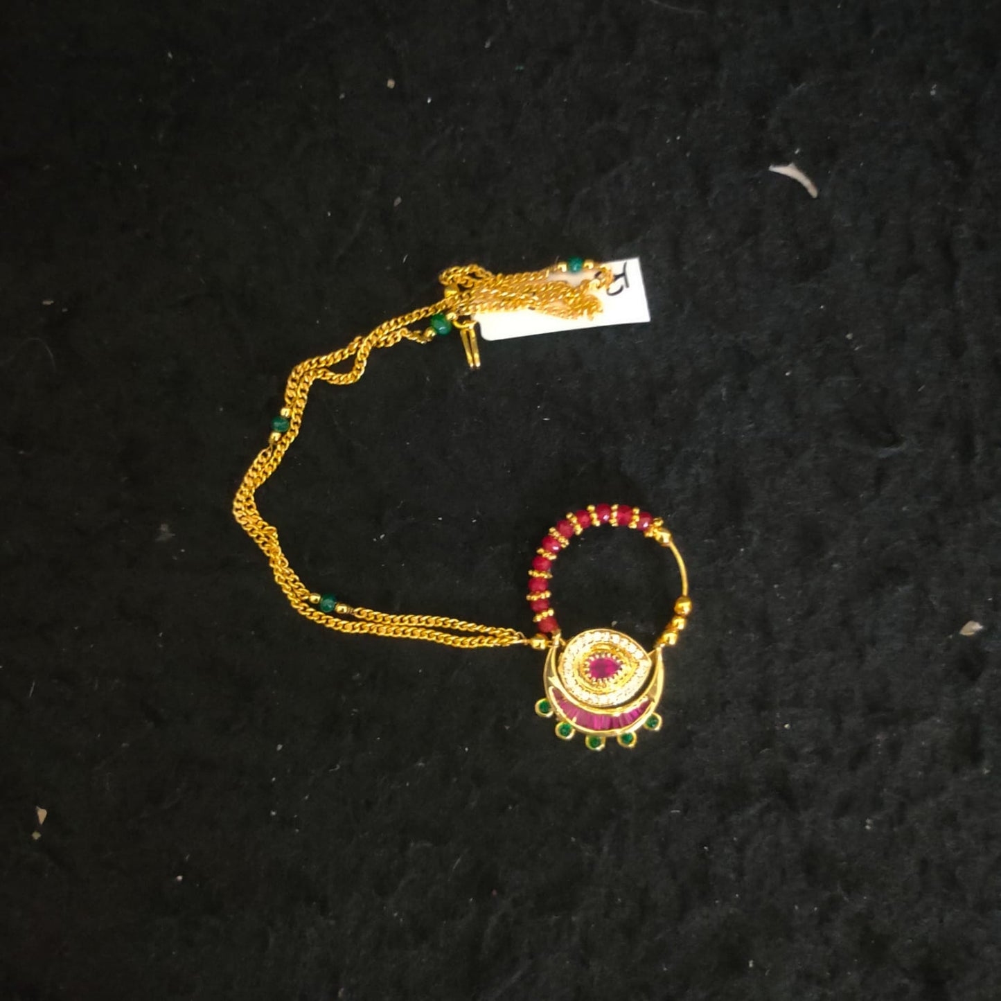 Zevar Jewelry Bridal polki nath nathni nose ring with a chain, No piercing needed By Zevar.