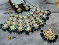 Zevar Jewelry Copy of Blush Pink Kundan Bridal Set earrings and maang tikka Jewellery set By Zevar