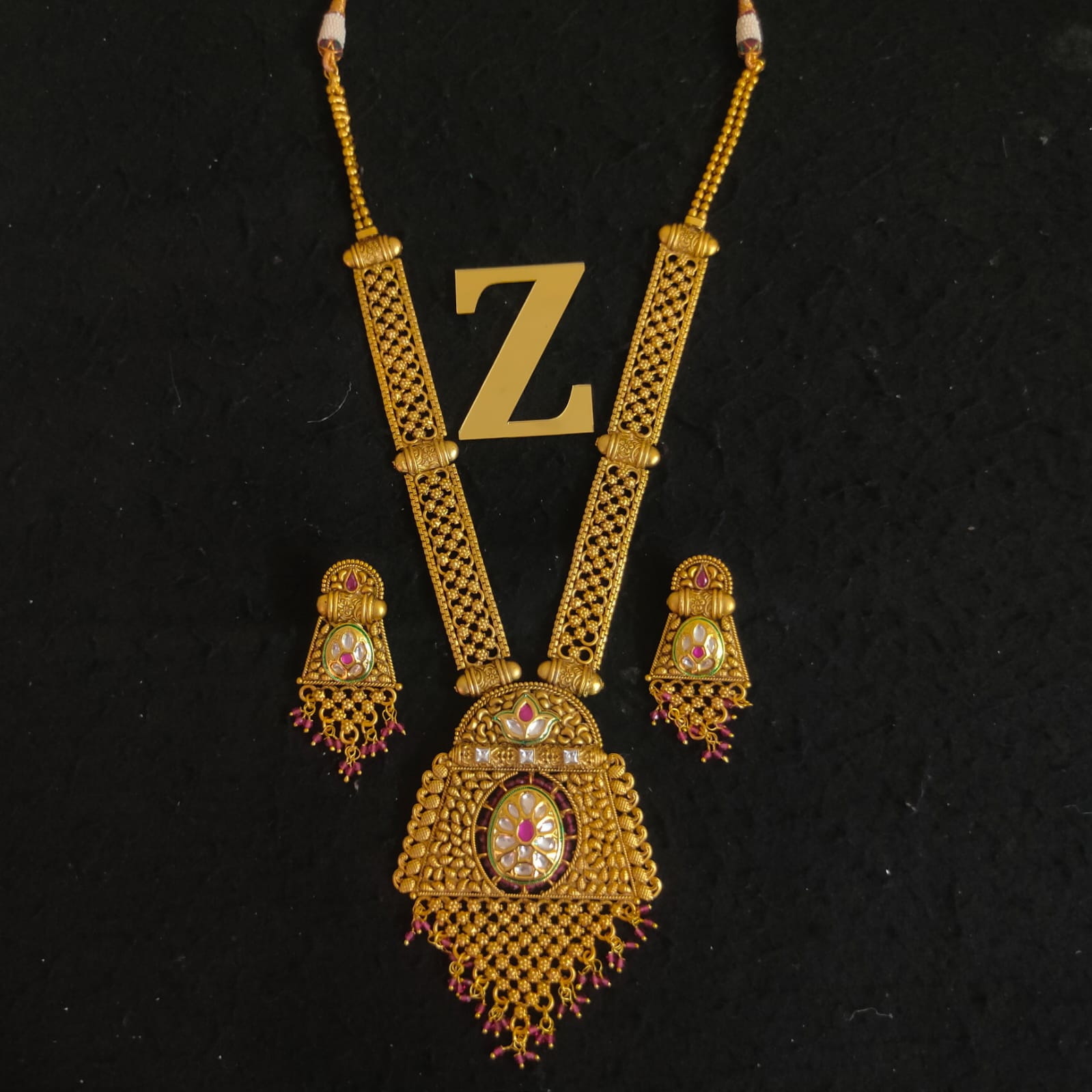 Rajwadi long hot sale gold set