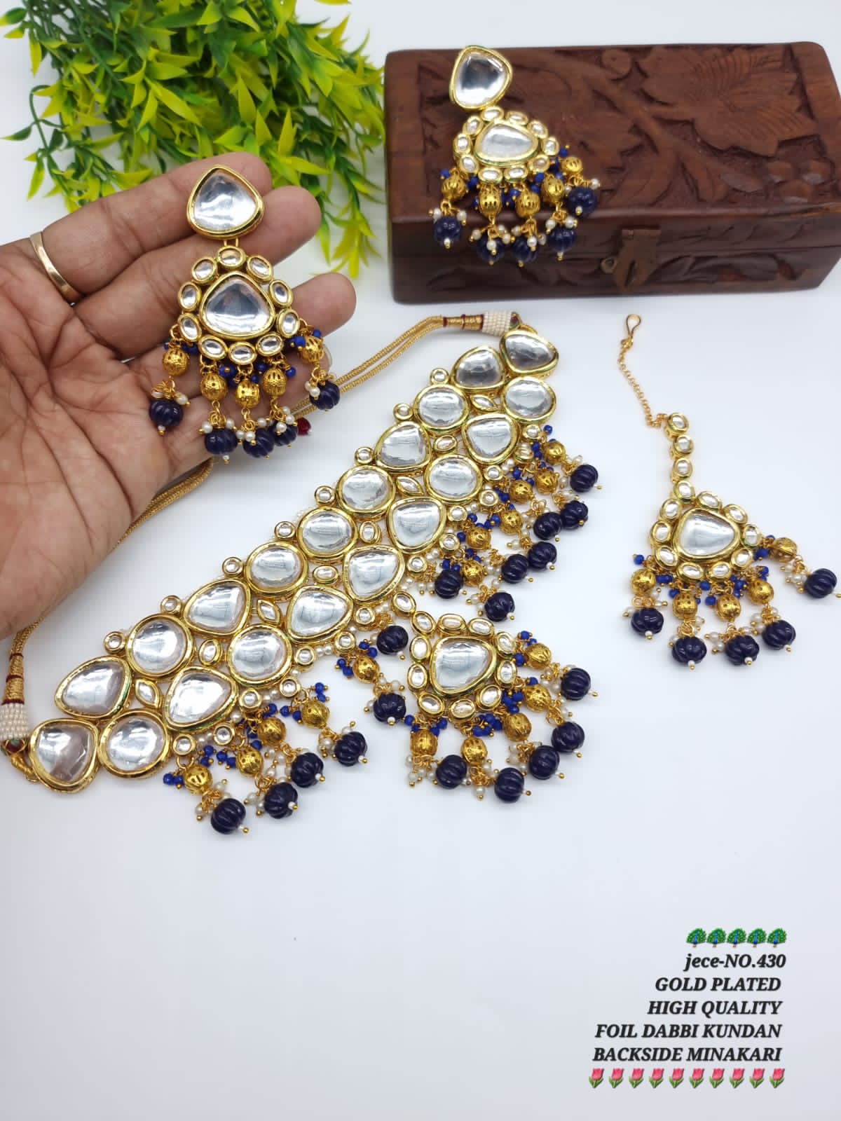 Zevar Jewelry Copy of High Quality Kundan Jewellery Meenakari Work Back Side Set By Zevar