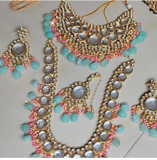 Zevar Jewelry Copy of Maharani Collection Kundan Bridal Jewellery Meenakari Work Back Side Set By Zevar