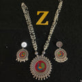 Zevar Jewelry Copy of Silver Plated high quality meenakari long necklace set by zevar