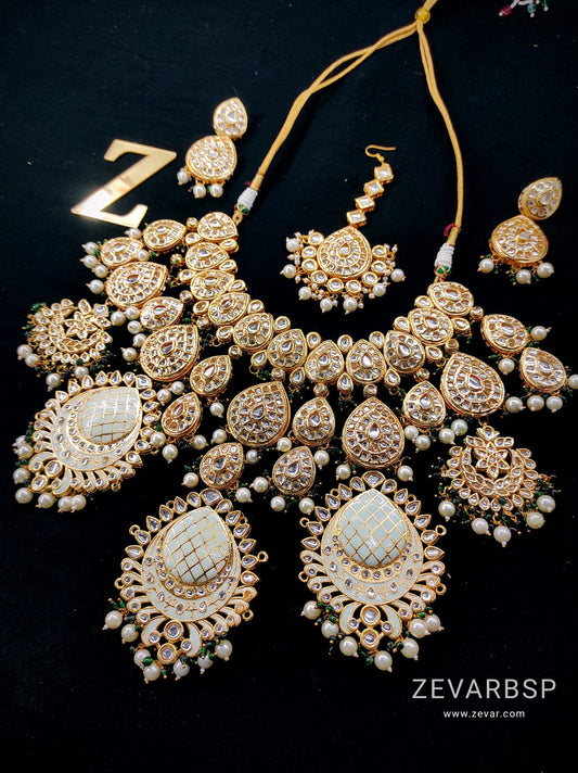 Zevar Jewelry Copy of Traditional Red & Green Bits Kundan Bridal jewellery Necklace Set By Zevar