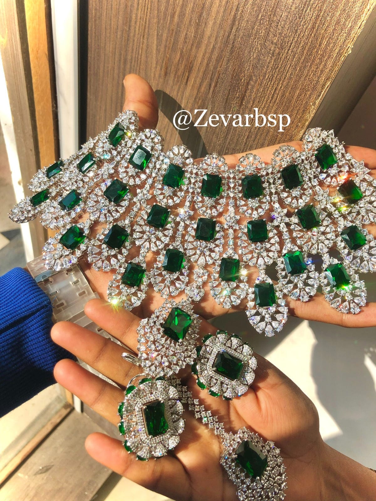 Zevar Jewelry Copy of ZEVAR | Premium Quality AD Silver Plated Choker Necklace Sets