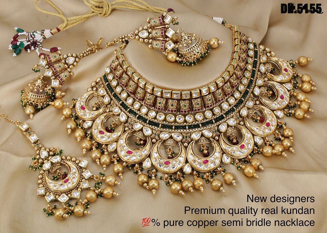 ZEVAR I Gold Plated High Quality Brass Kundan Choker Set