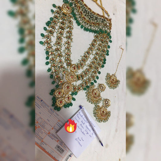 Zevar Jewelry Green Kundan Bridal Jewellery Necklace set By Zevar