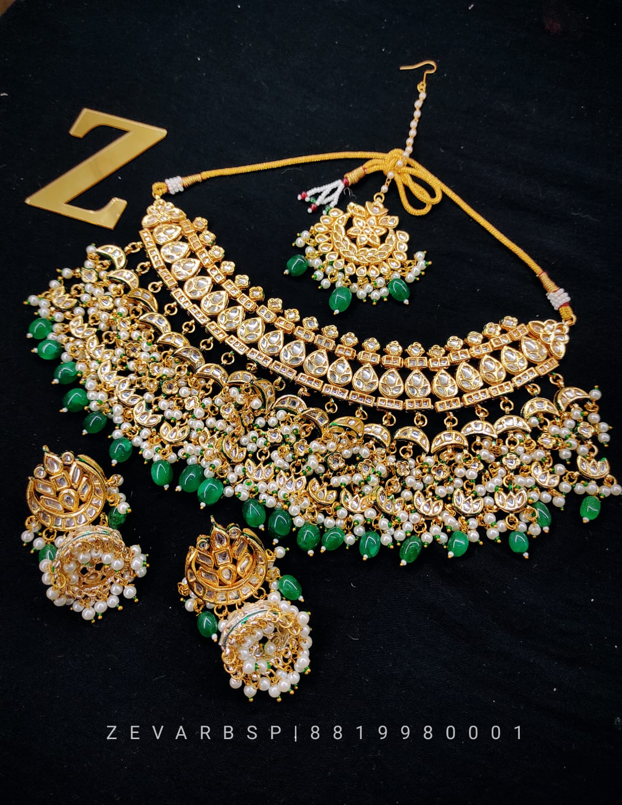 Zevar Jewelry Heavy Kundan Bridal Jewellery Meenakari Work Back Side Set By Zevar