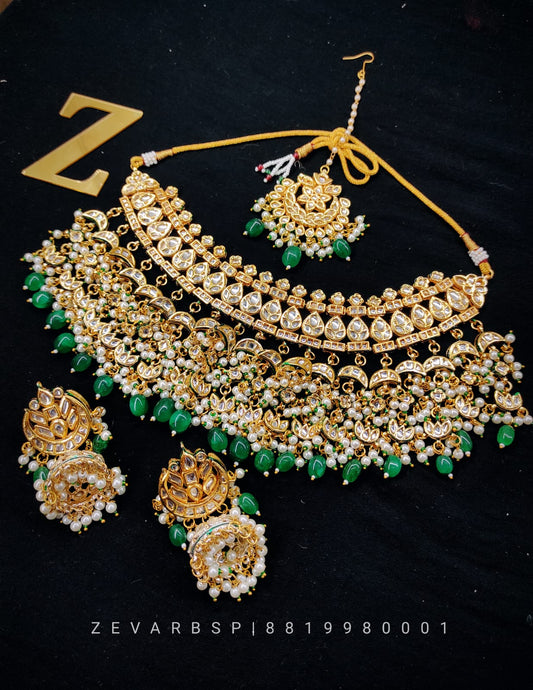Zevar Jewelry Heavy Kundan Bridal Jewellery Meenakari Work Back Side Set By Zevar
