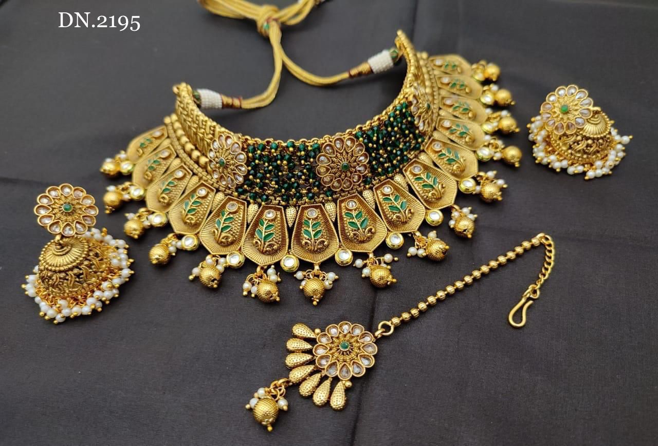 ZEVAR I Gold Plated High Quality Brass Kundan Choker Set