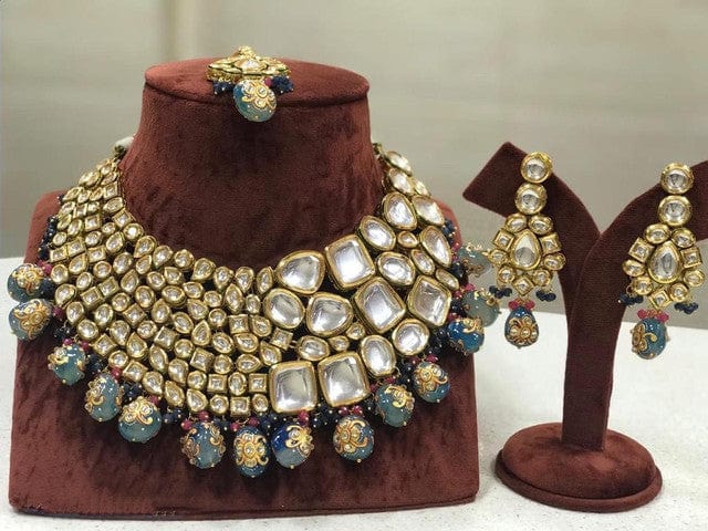 Zevar Jewelry High Quality Kundan Jewellery Meenakari Work Back Side Set By Zevar