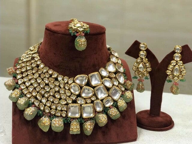 Zevar Jewelry High Quality Kundan Jewellery Meenakari Work Back Side Set By Zevar