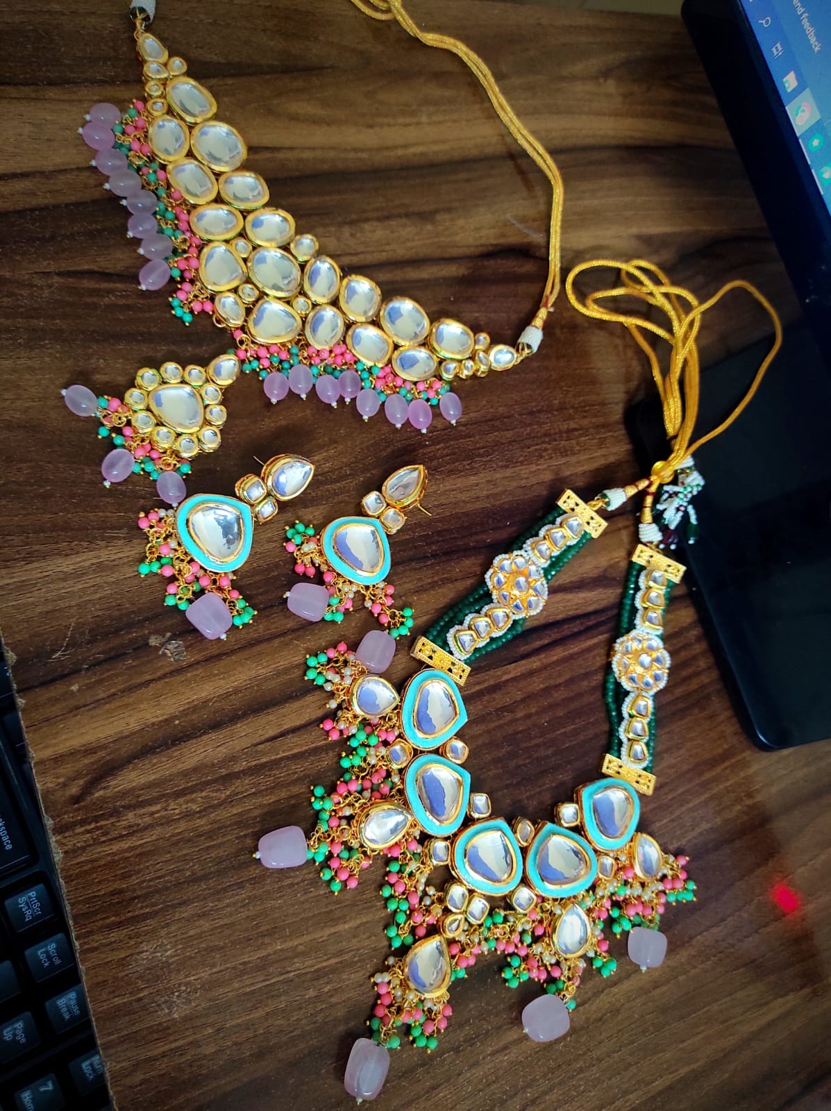 Zevar Jewelry Copy of Premium Quality Kundan Bridal Jewellery Meenakari Work Back Side Set By Zevar