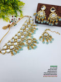 Zevar Jewelry Kundan Jewellery Meenakari Work Back Side Earring & Mangtikka Set By Zevar