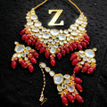 Zevar Jewelry kundan Necklace Earring With Maangtika set by Zevar