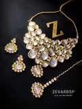 Zevar Jewelry Kundan Necklace Jewellery Earrings with Maantika set By Zevar