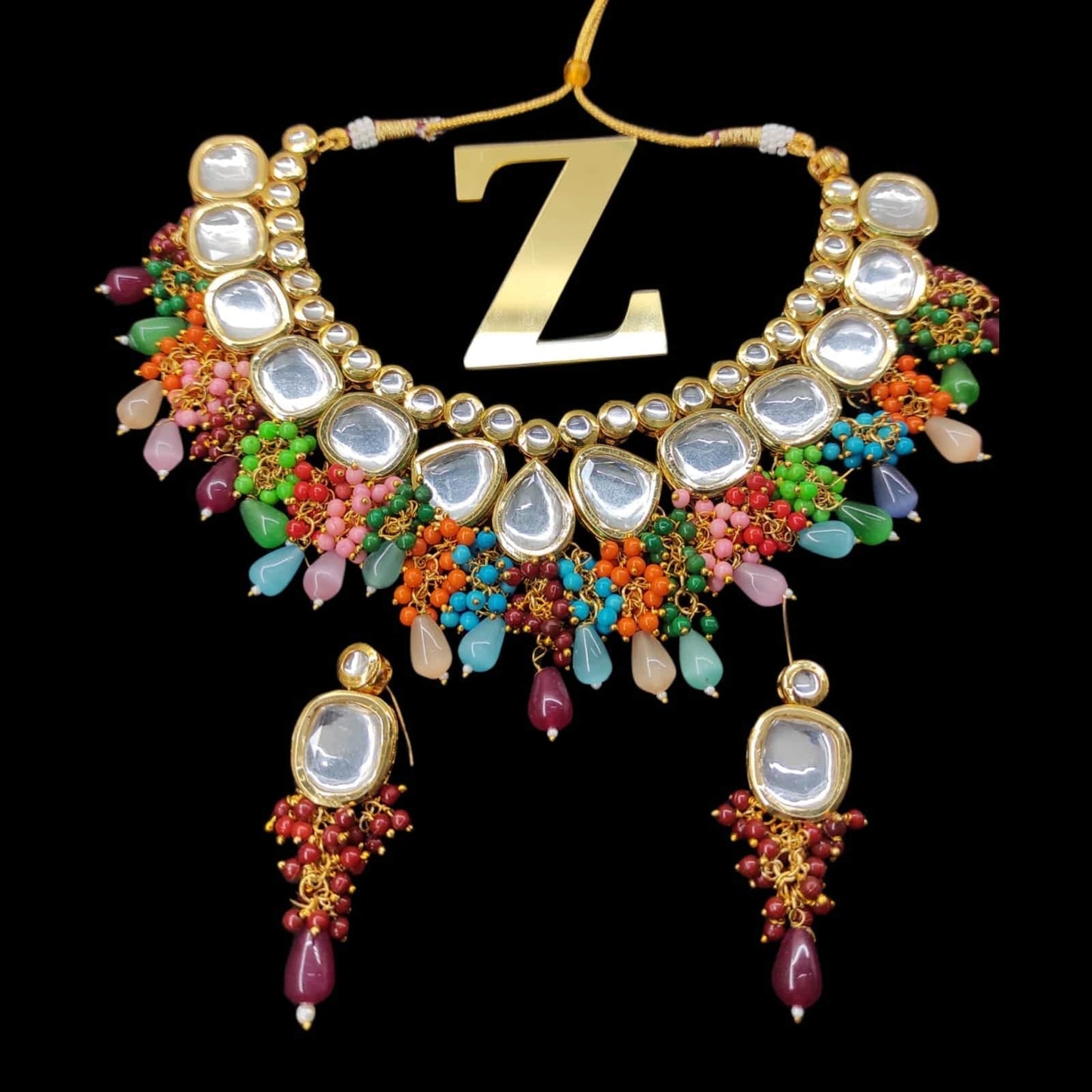 Zevar Jewelry kundan Necklace meenakari work back side set by Zevar