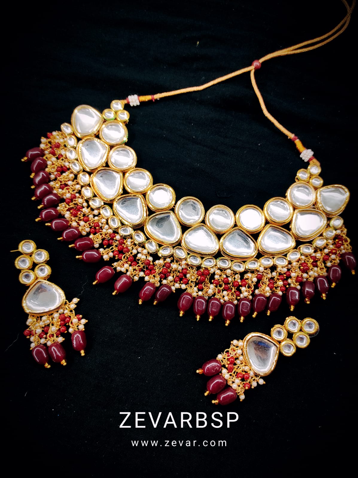 Zevar Jewelry kundan Necklace meenakari work back side set by Zevar
