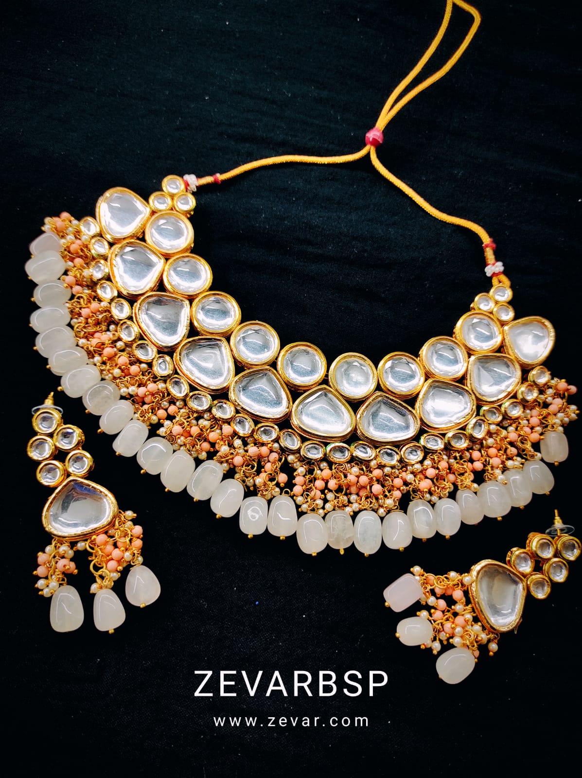 Zevar Jewelry kundan Necklace meenakari work back side set by Zevar