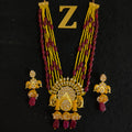 Zevar Jewelry KUNDAN PEARL LONG NECKLACE & EARRINGS SET BY ZEVAR
