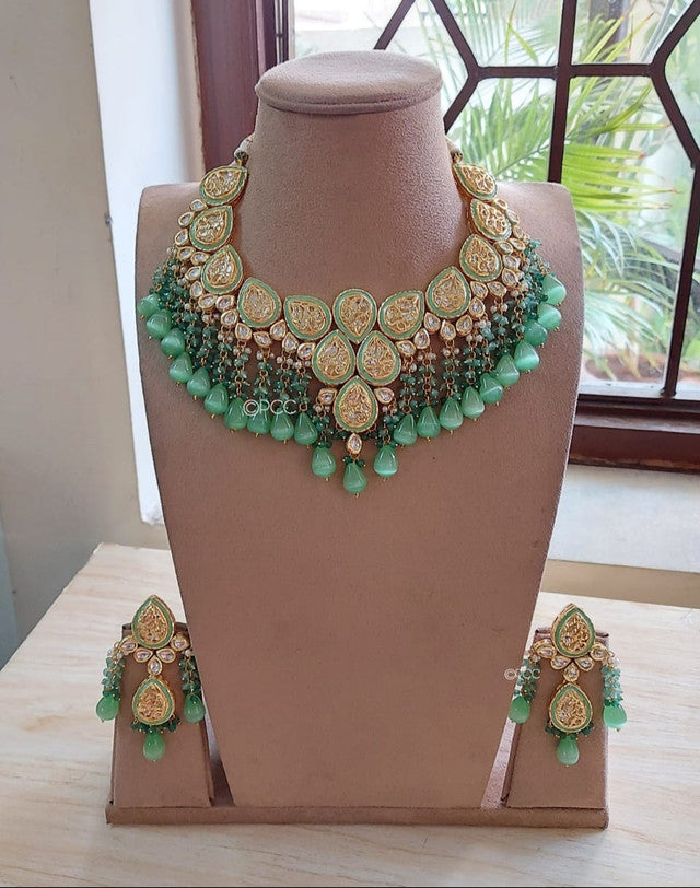 Sea green sales jewellery set