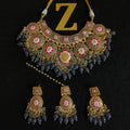 Zevar Jewelry Meenakari Choker Necklace earrings maangtikka set by Zevar