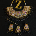 Zevar Jewelry Meenakari Choker Necklace earrings maangtikka set by Zevar