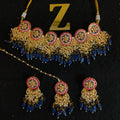 Zevar Jewelry Meenakari Choker Necklace earrings maangtikka set by Zevar
