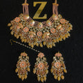 Zevar Jewelry Meenakari Choker Necklace earrings maangtikka set by Zevar
