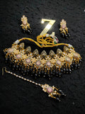 Zevar Jewelry Meenakari Choker Necklace earrings maangtikka set by Zevar