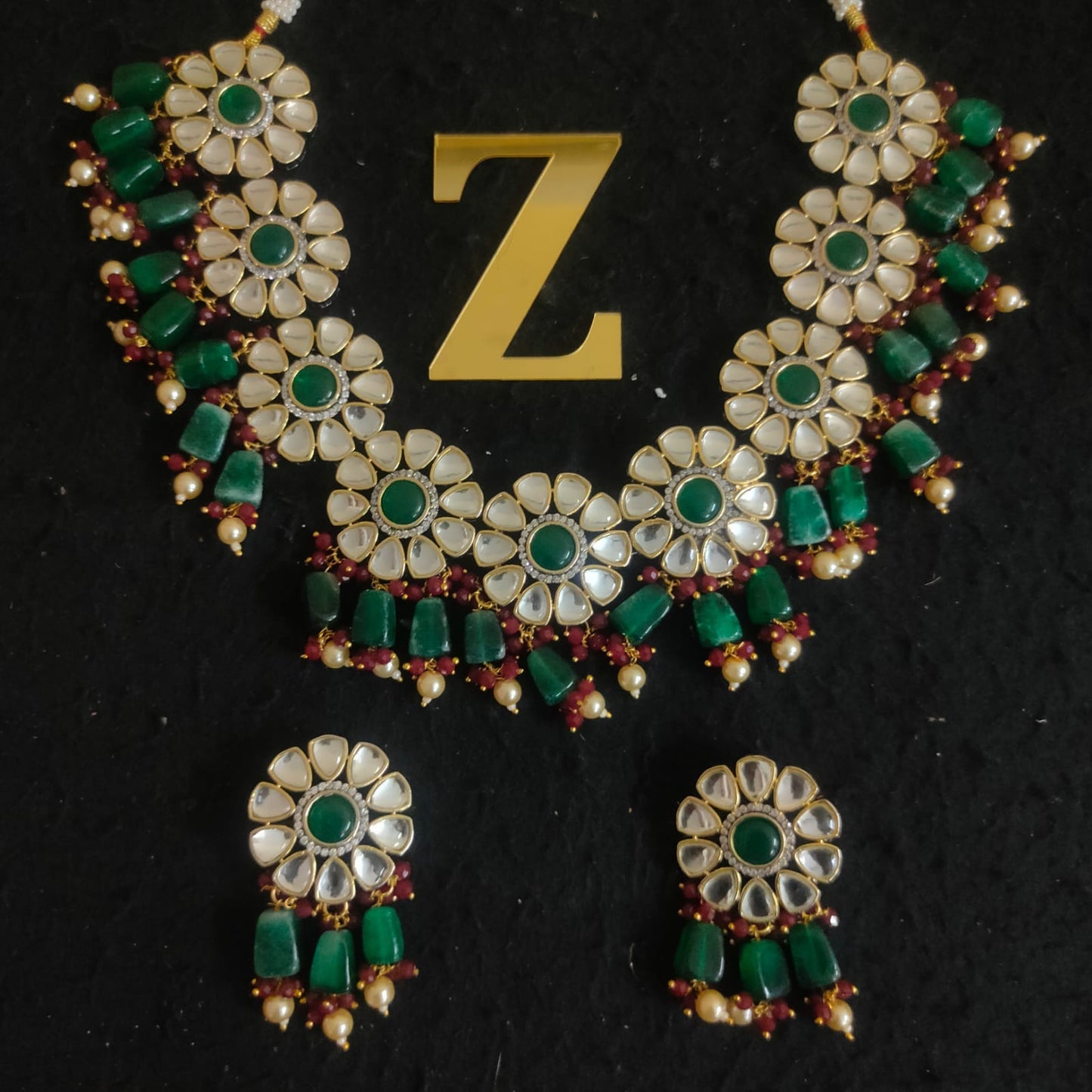 Zevar Jewelry Meenakari Choker Necklace earrings set by Zevar