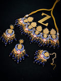 Zevar Jewelry Meenakari Choker Necklace Earrings With Maangtikka Set By Zevar