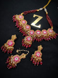 Zevar Jewelry Meenakari Choker Necklace Earrings With Maangtikka Set By Zevar
