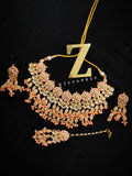 Zevar Jewelry Meenakari Choker Necklace earrings With maangtikka set by Zevar