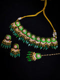 Zevar Jewelry Meenakari Choker Necklace earrings With maangtikka set by Zevar