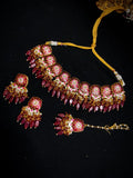 Zevar Jewelry Meenakari Choker Necklace earrings With maangtikka set by Zevar